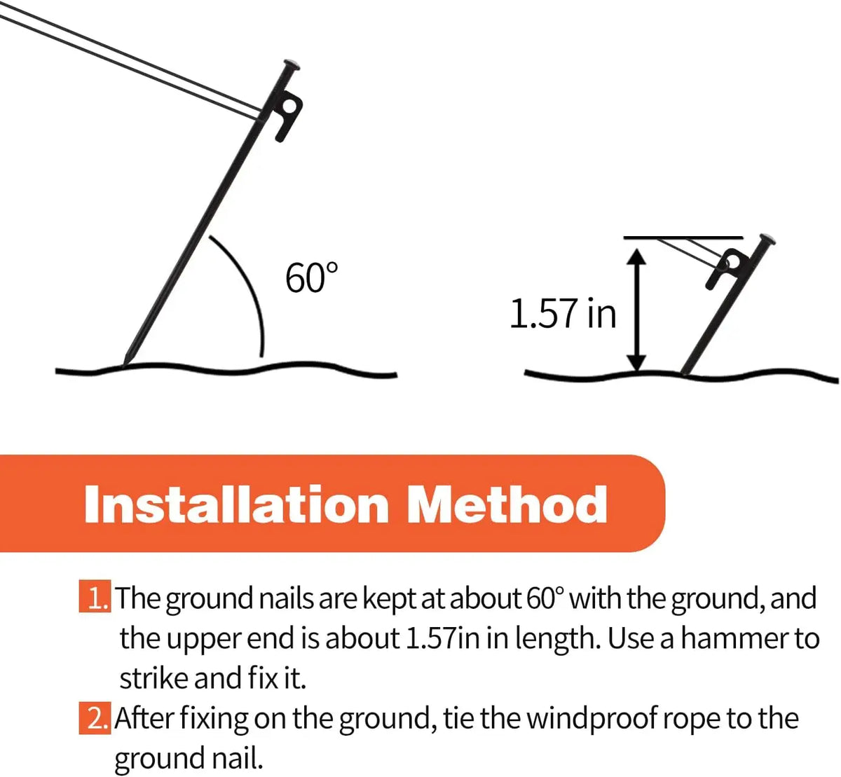 Heavy Duty Forged Steel Tent Stakes With Carrying Bag