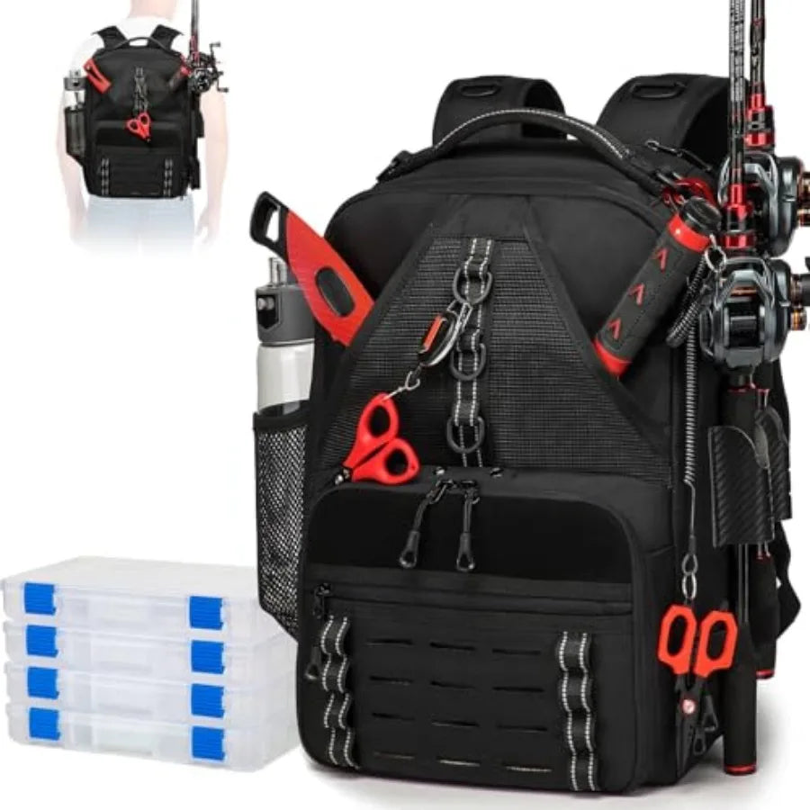 Fishing Tackle Backpack With Two Rod Holders