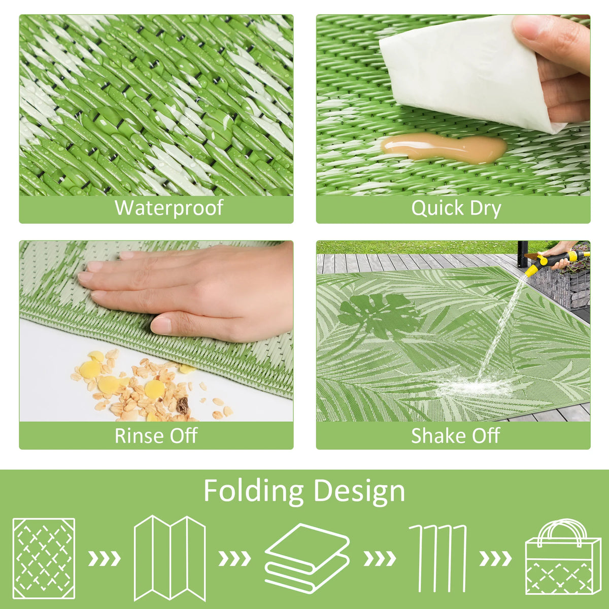 Waterproof Recycled Plastic Outdoor Rug For Patio And Camping