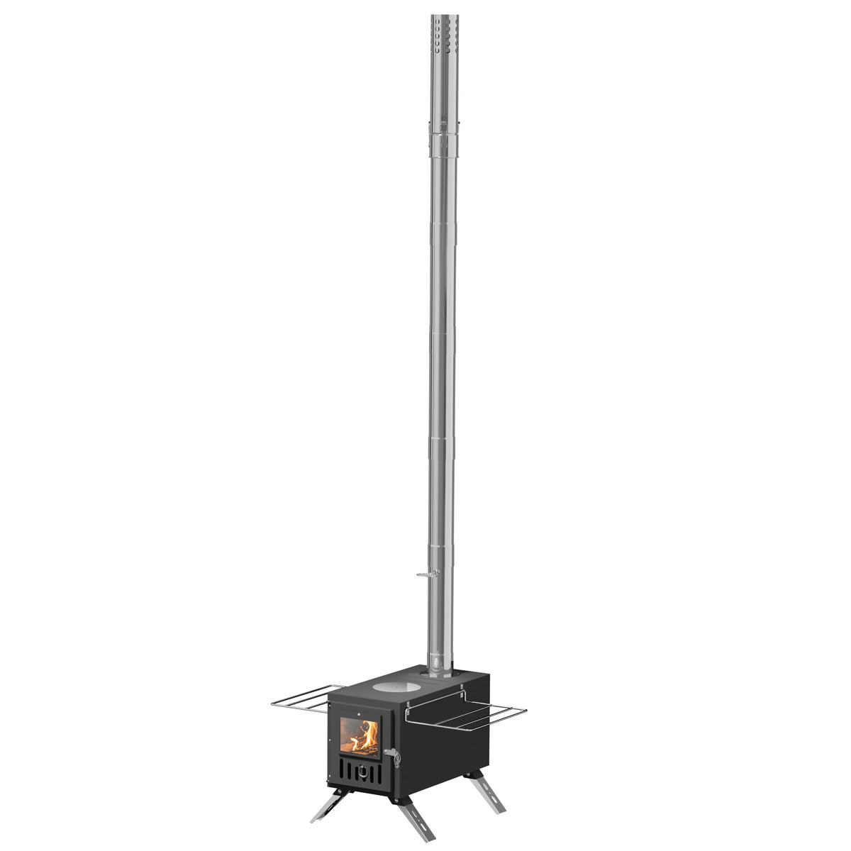 Portable Wood Burning Tent Stove With Chimney Pipes