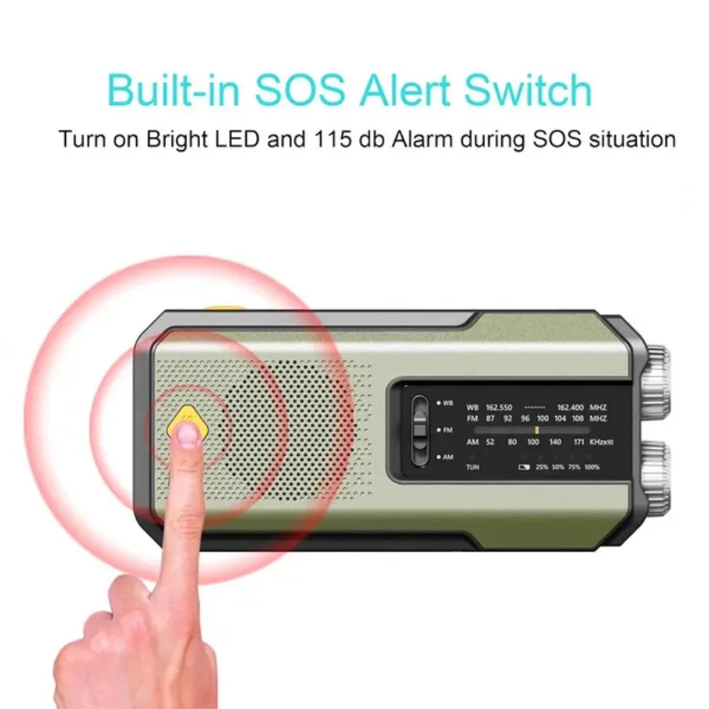 Stonego Emergency Solar Hand Crank NOAA Weather Radio With Flashlight