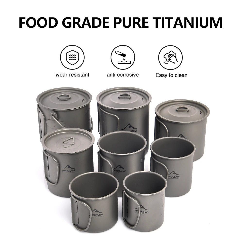 Widesea Titanium Camping Cup With Foldable Handle