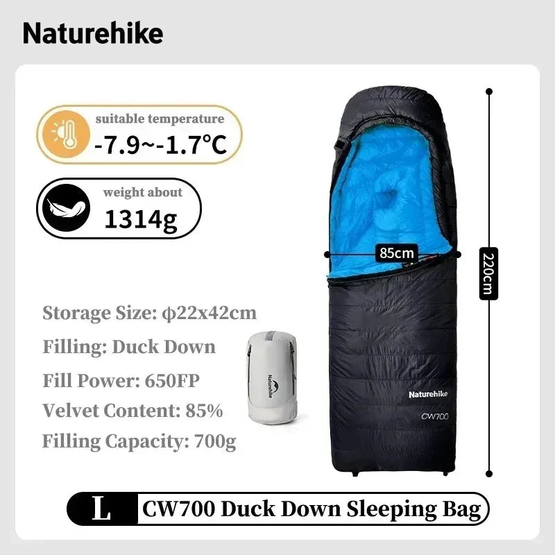 Naturehike CW700 Envelope Duck Down Sleeping Bag Camping Hiking