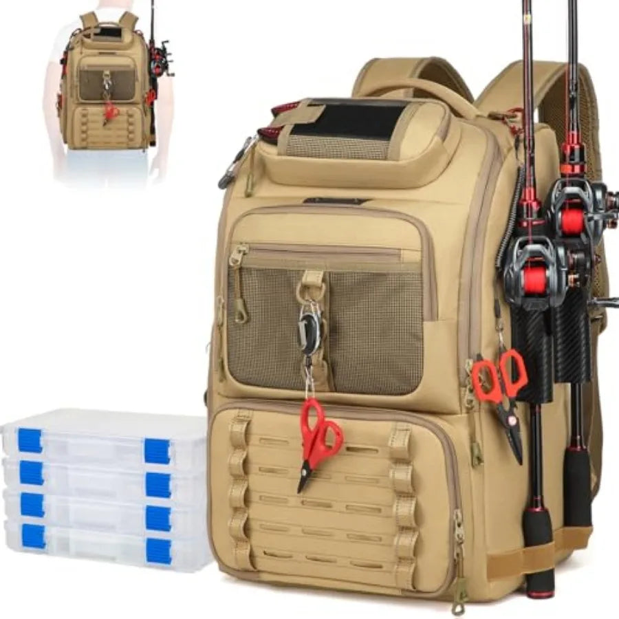 Fishing Tackle Backpack With Two Rod Holders