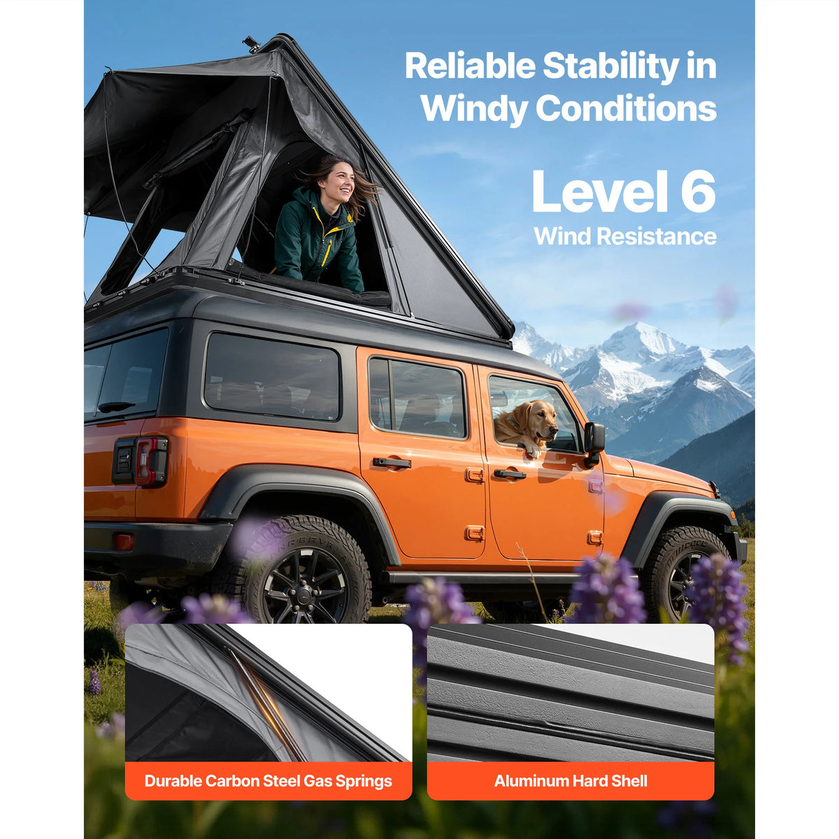 SucceBuy Hard Shell Rooftop Tent With Mattress And LED Light