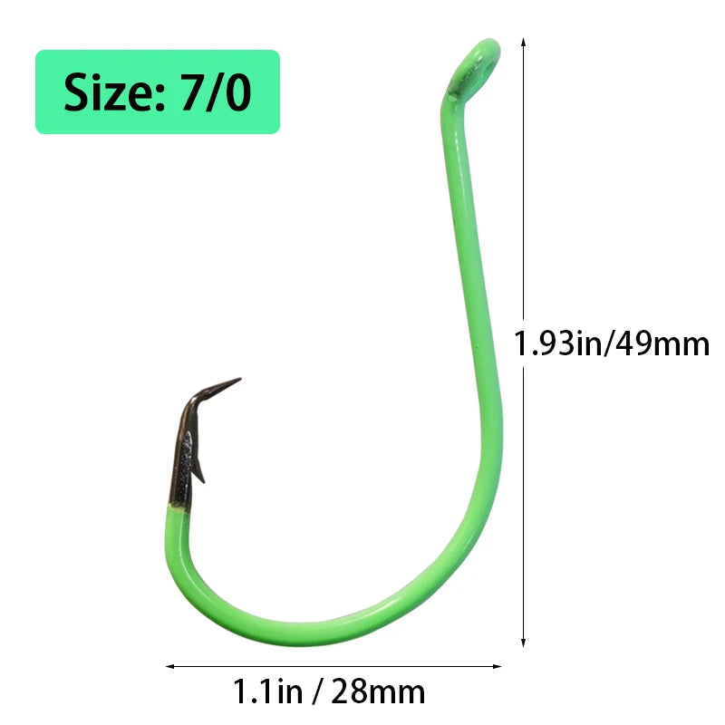 20 Pcs Glow In The Dark Offset Circle Fishing Hooks