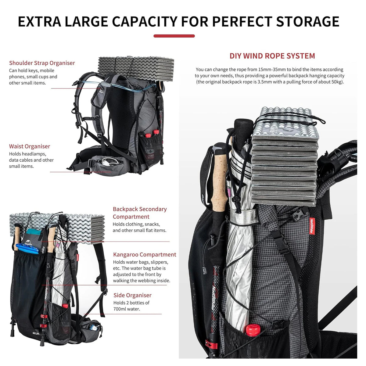 Naturehike Outdoor Hiking Backpack With Rain Cover