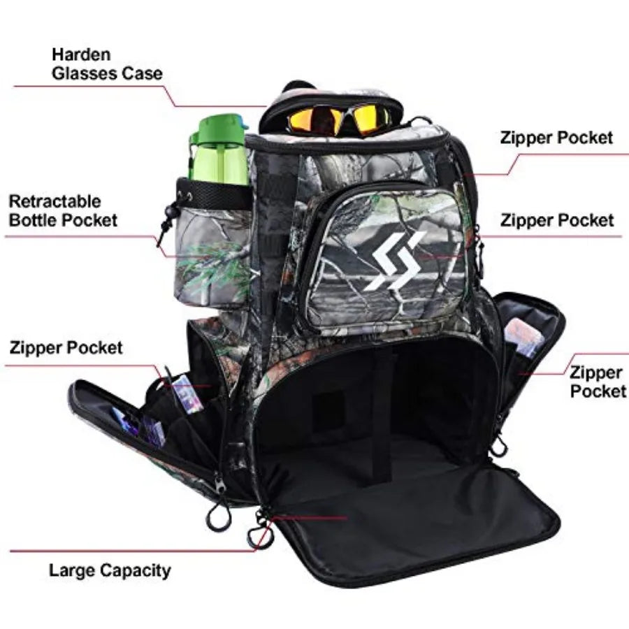 Waterproof Fishing Tackle Backpack With Storage Trays