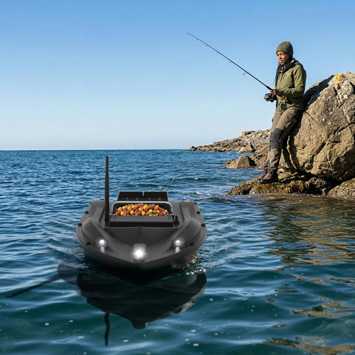 Bymaocar GPS Remote Control Fishing Bait Boat 16 Positioning Points