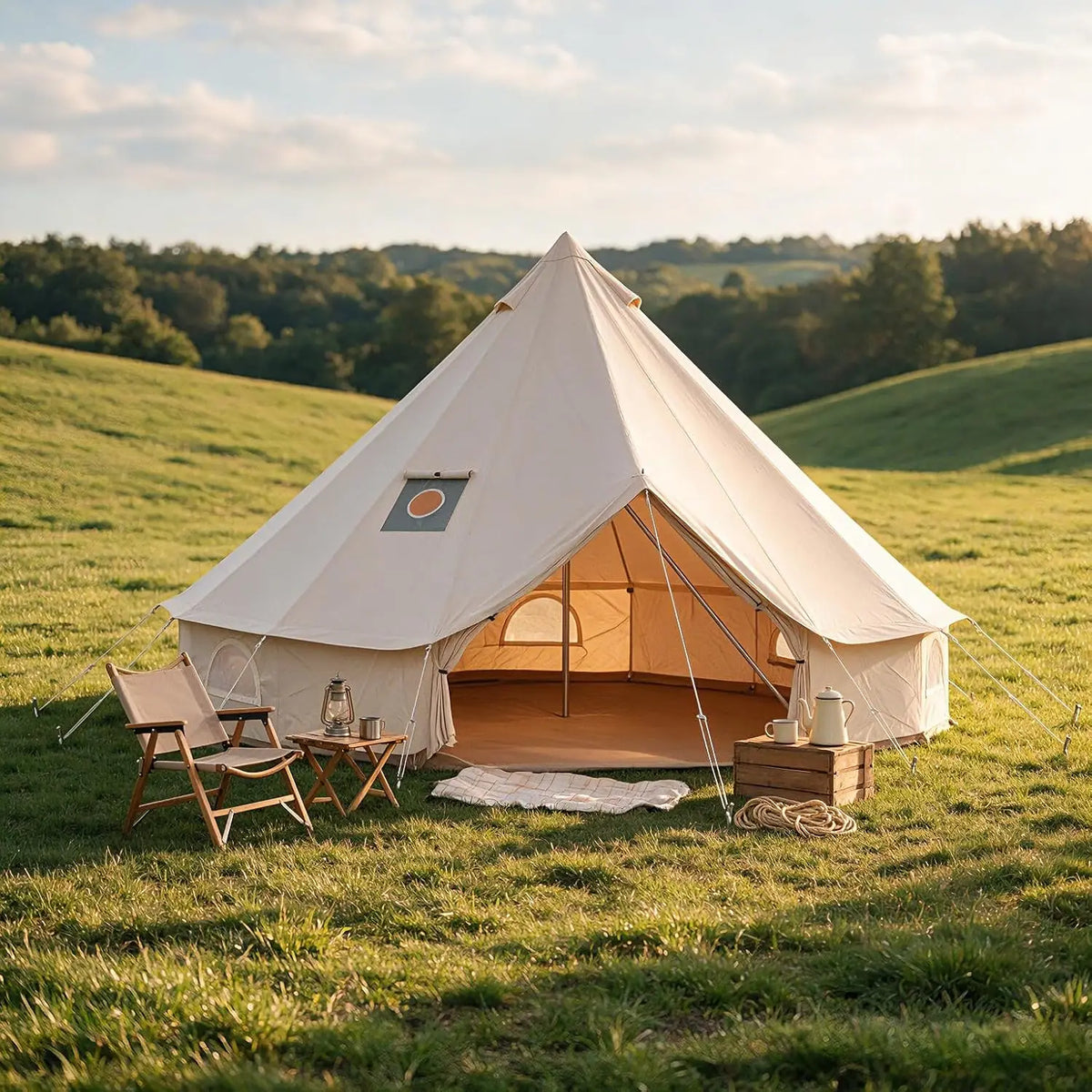 TACLEEKII Bell Tent With Stove Jack For Glamping Camping