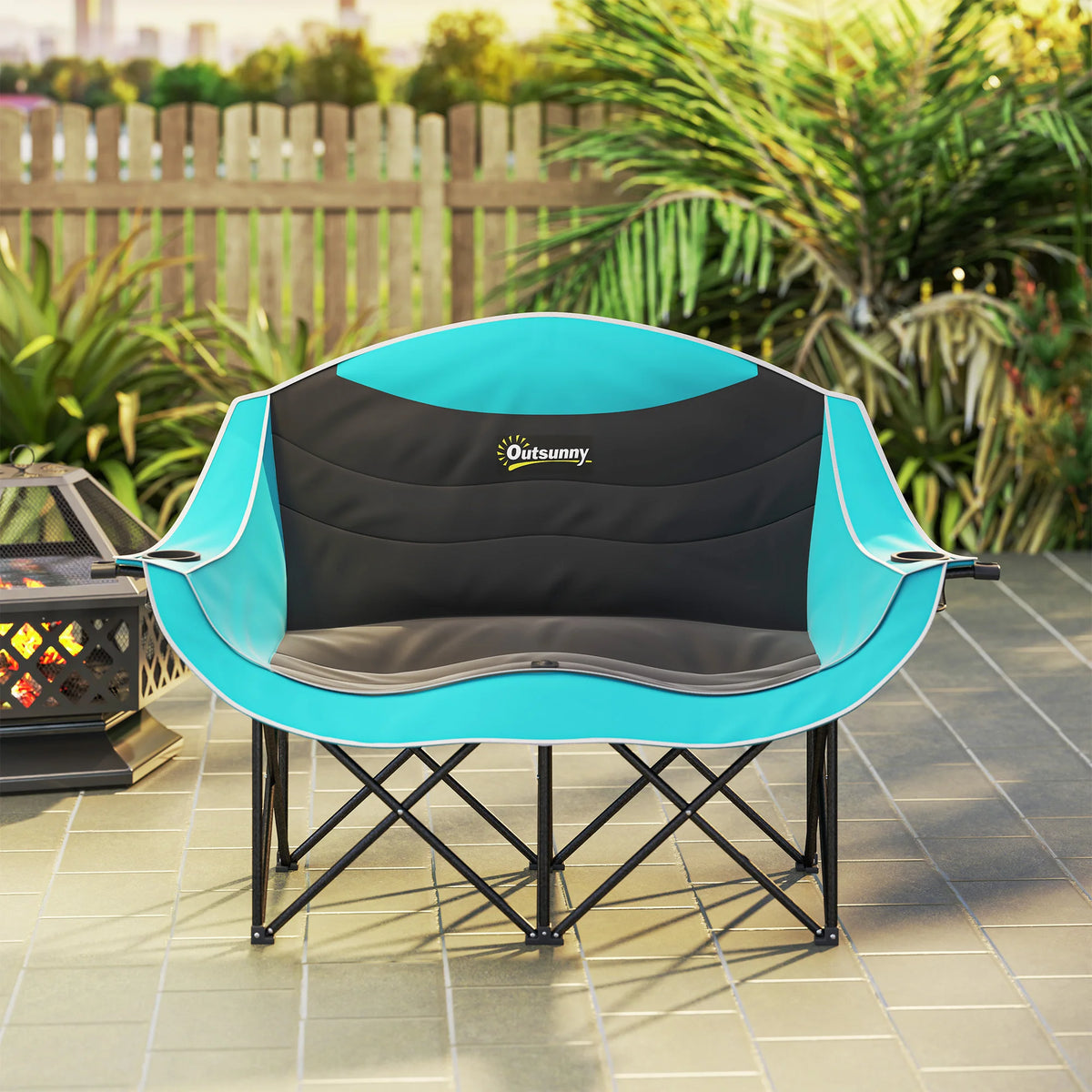 Outsunny Double Padded Folding Camping Chair For Adults