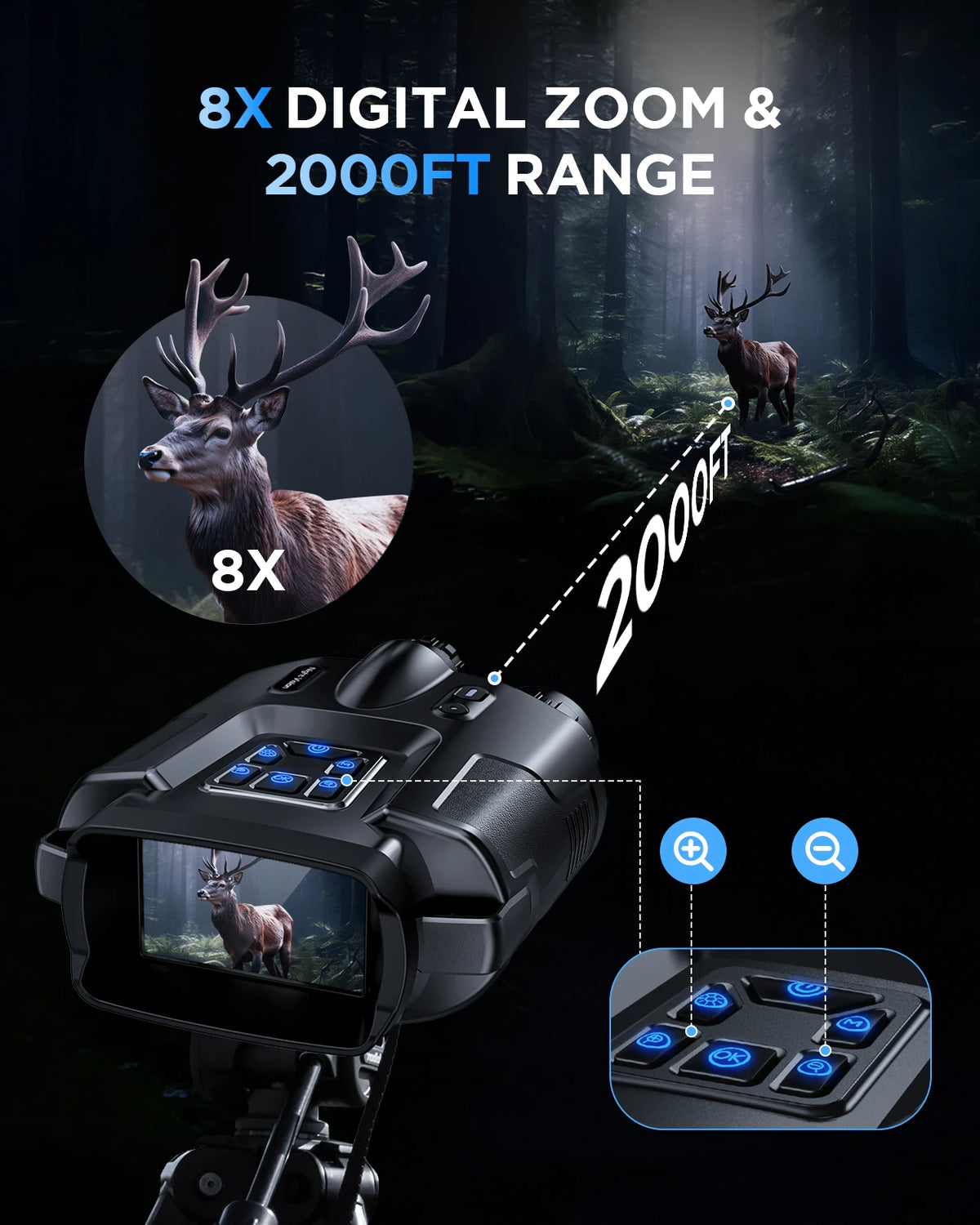 Letcmoi 4K Night Vision Binoculars With 8X Digital Zoom