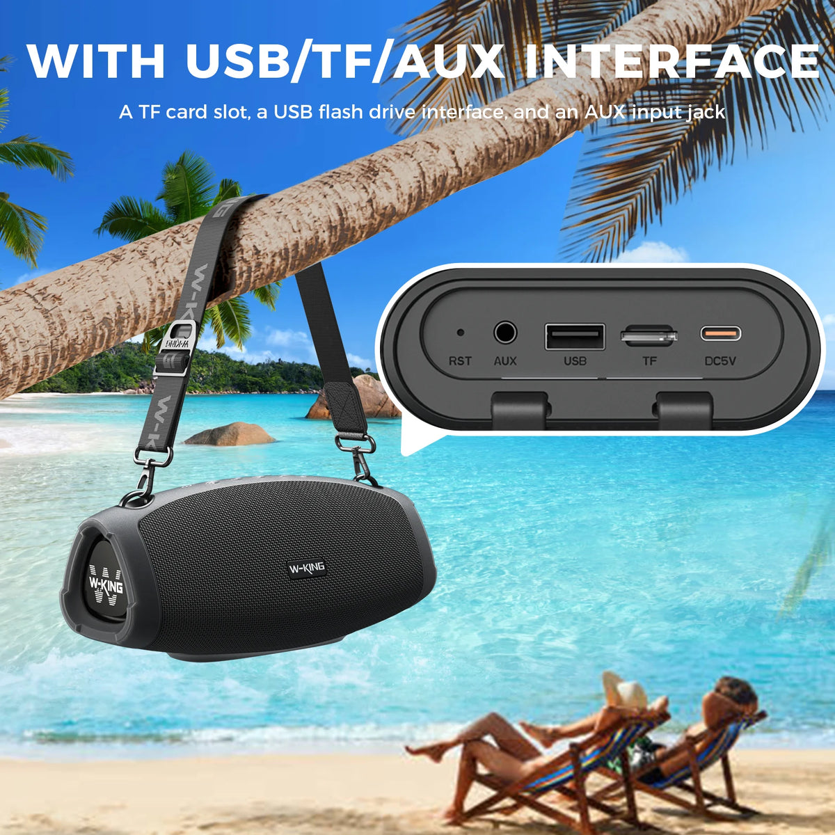 W-King Waterproof Bluetooth Speaker With Wireless Microphone For Outdoor Use