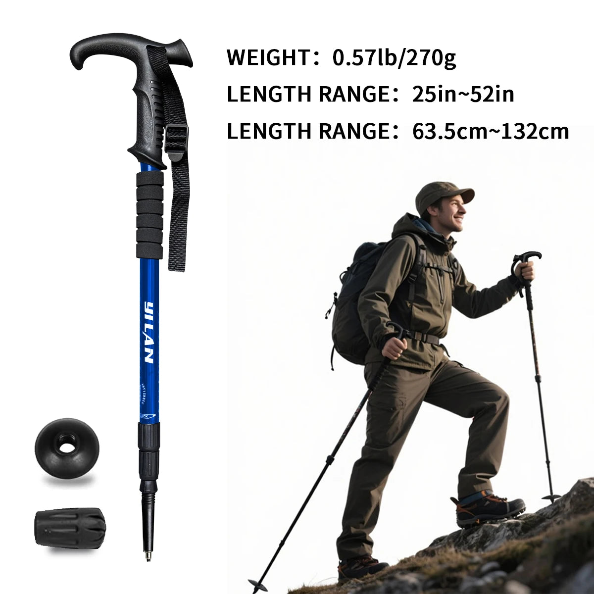 Ultralight Aluminum Hiking Poles With Shock Absorption