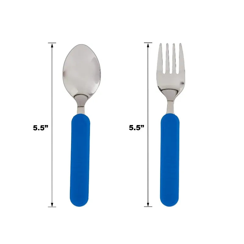Toddler Stainless Steel Self Feeding Fork and Spoon Set