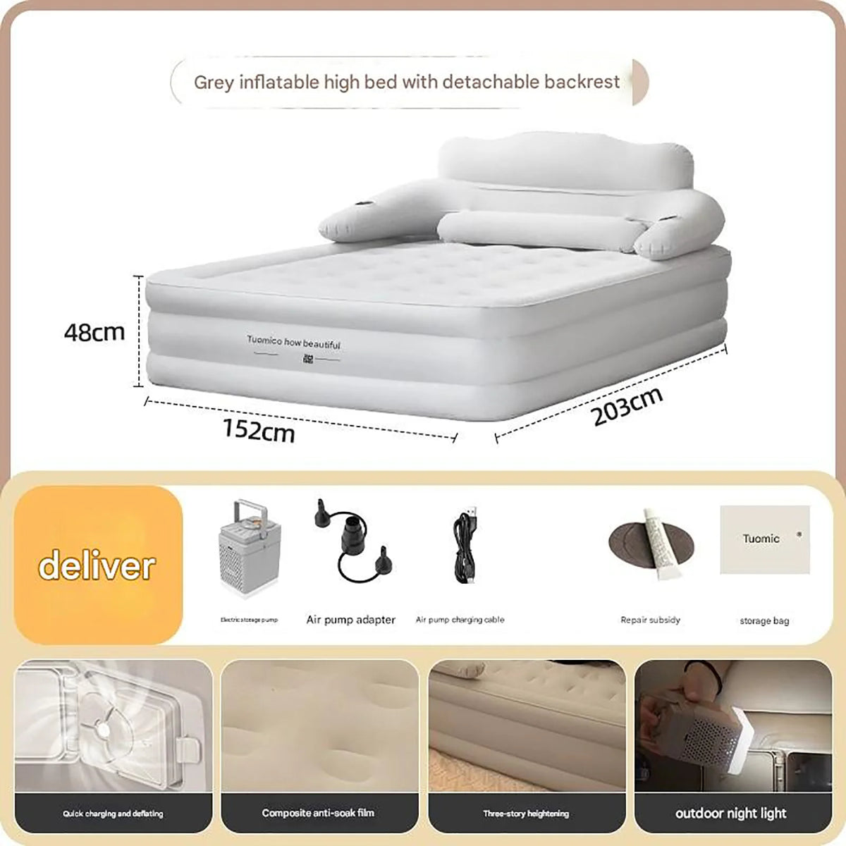 Built In Pump Inflatable Camping Mattress for Indoor Outdoor Comfort