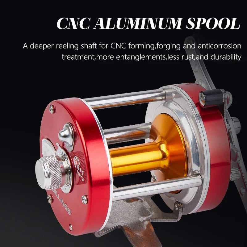 Billings Trolling Drum Fishing Reel With Aluminum Spool