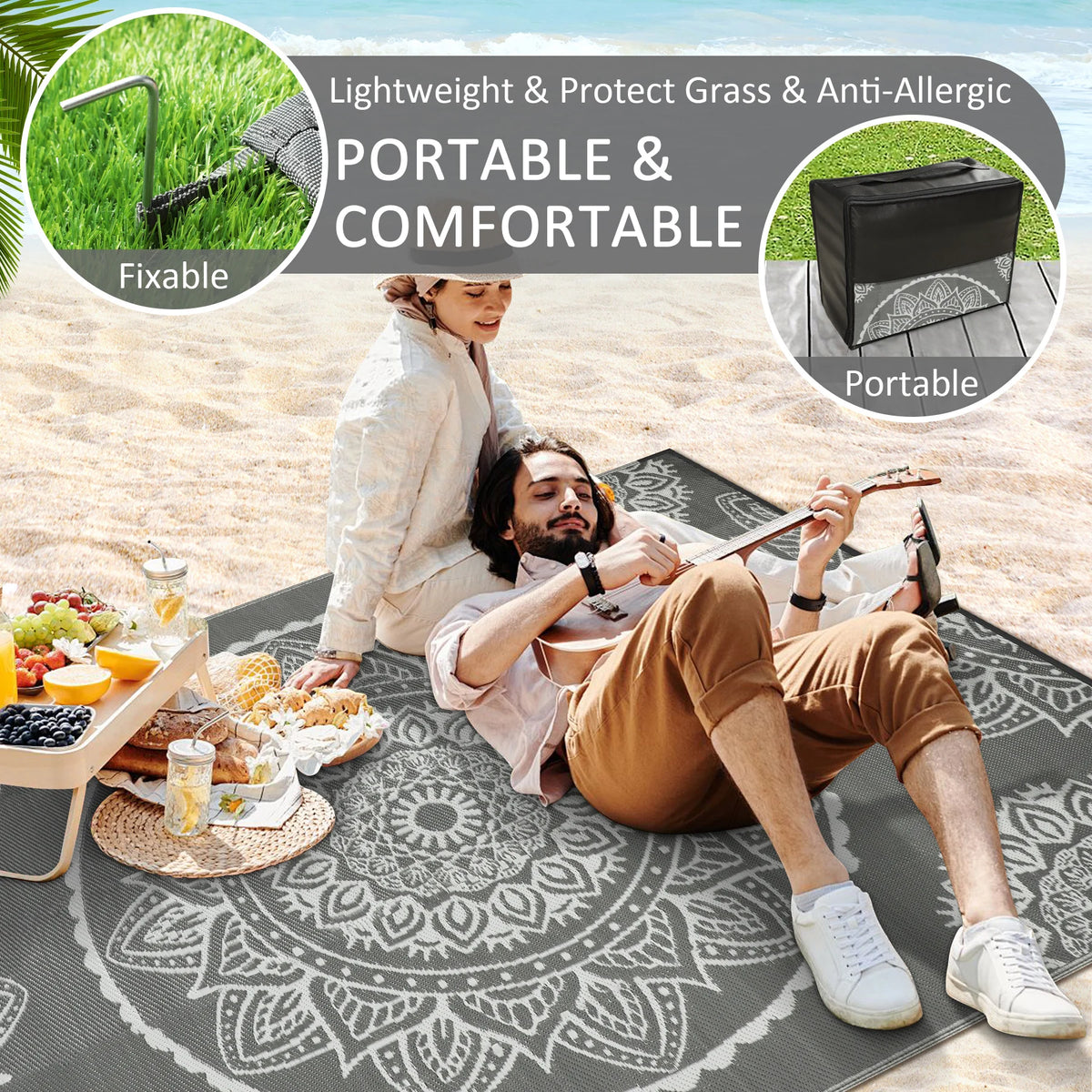 Waterproof Recycled Plastic Outdoor Rug For Patio And Camping