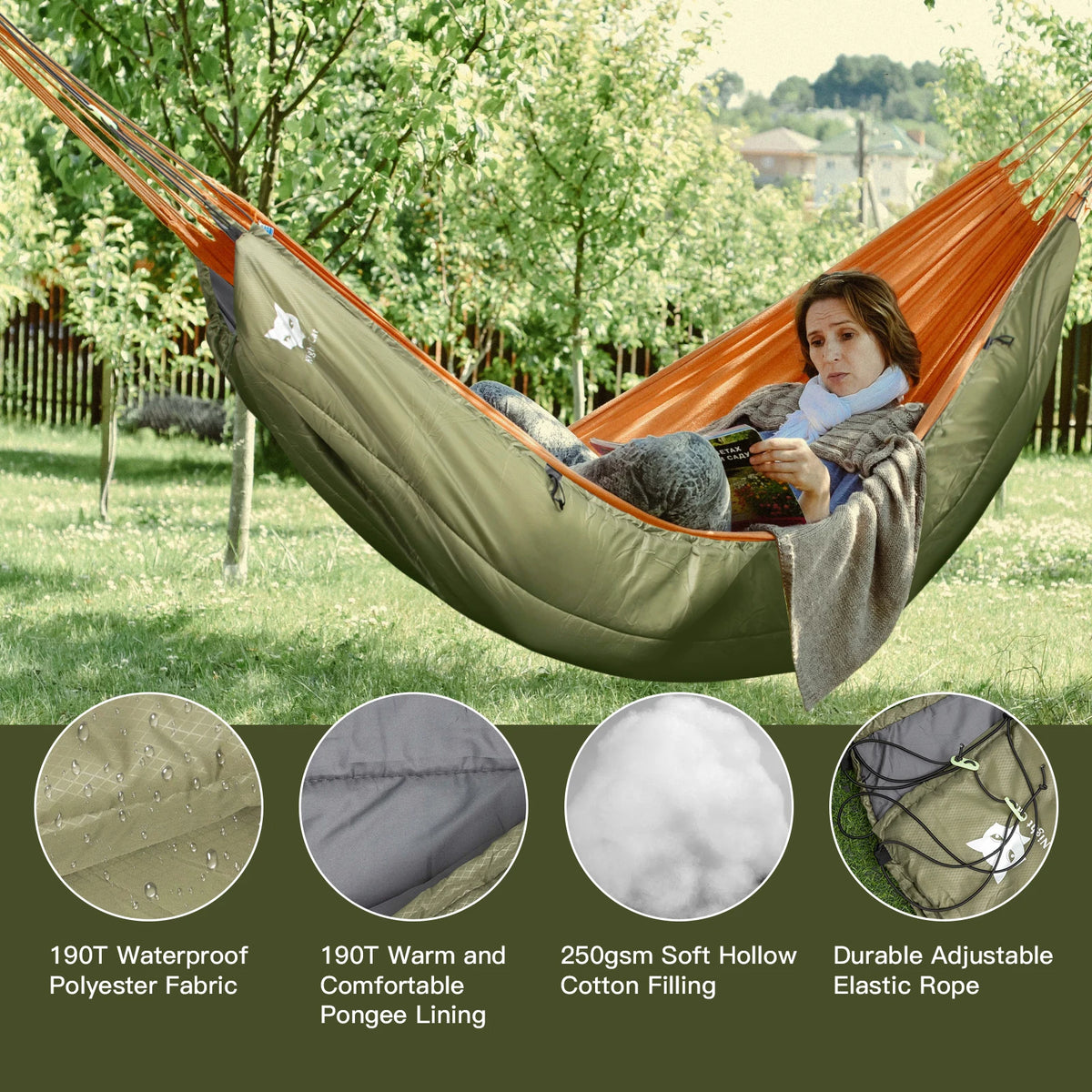 Night Cat Hammock Underquilt Insulated Sleeping Blanket for All Seasons