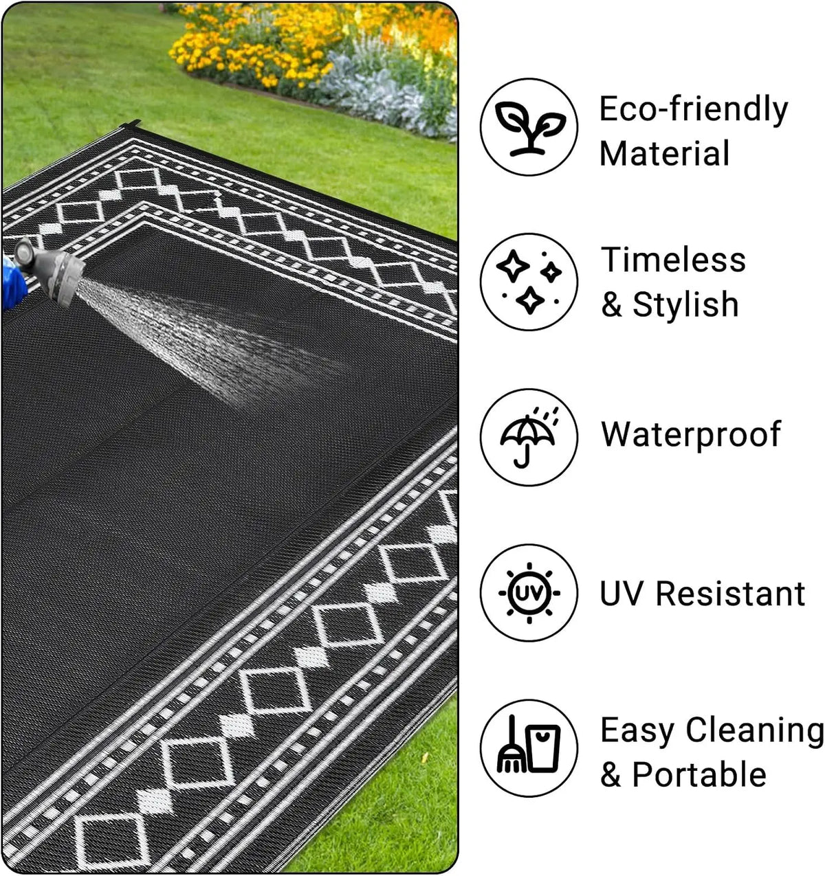 TWISTER.CK Waterproof Reversible Outdoor Plastic Patio Rug
