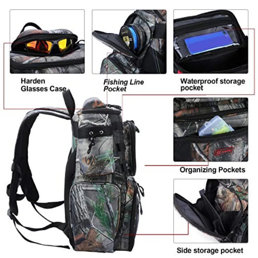 Waterproof Fishing Tackle Backpack With Storage Trays