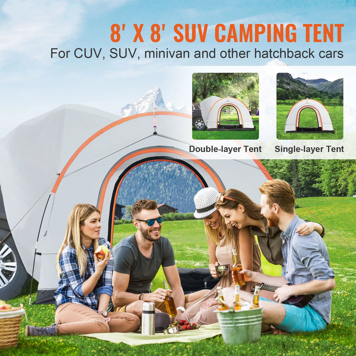 SucceBuy Double Layer SUV Camping Tent Attachment
