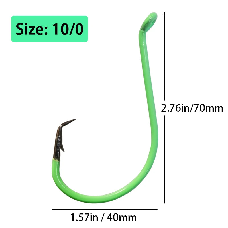20 Pcs Glow In The Dark Offset Circle Fishing Hooks
