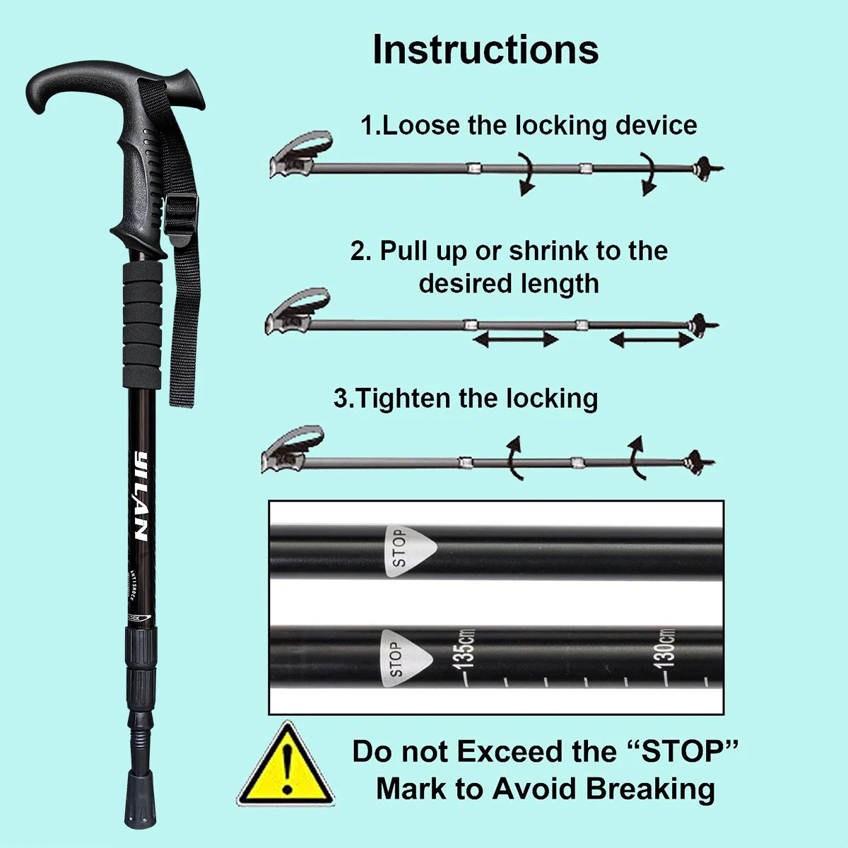 Ultralight Aluminum Hiking Poles With Shock Absorption