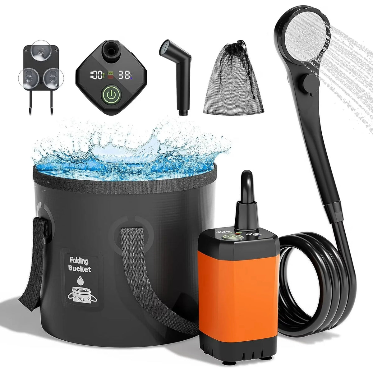 MORIKO Portable Rechargeable Camping Shower With LED Display