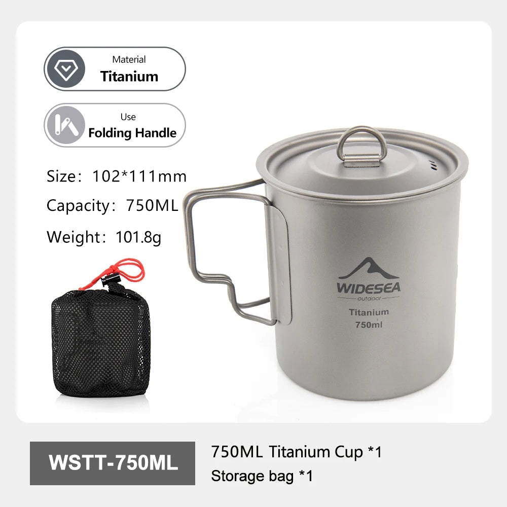 Widesea Titanium Camping Cup With Foldable Handle