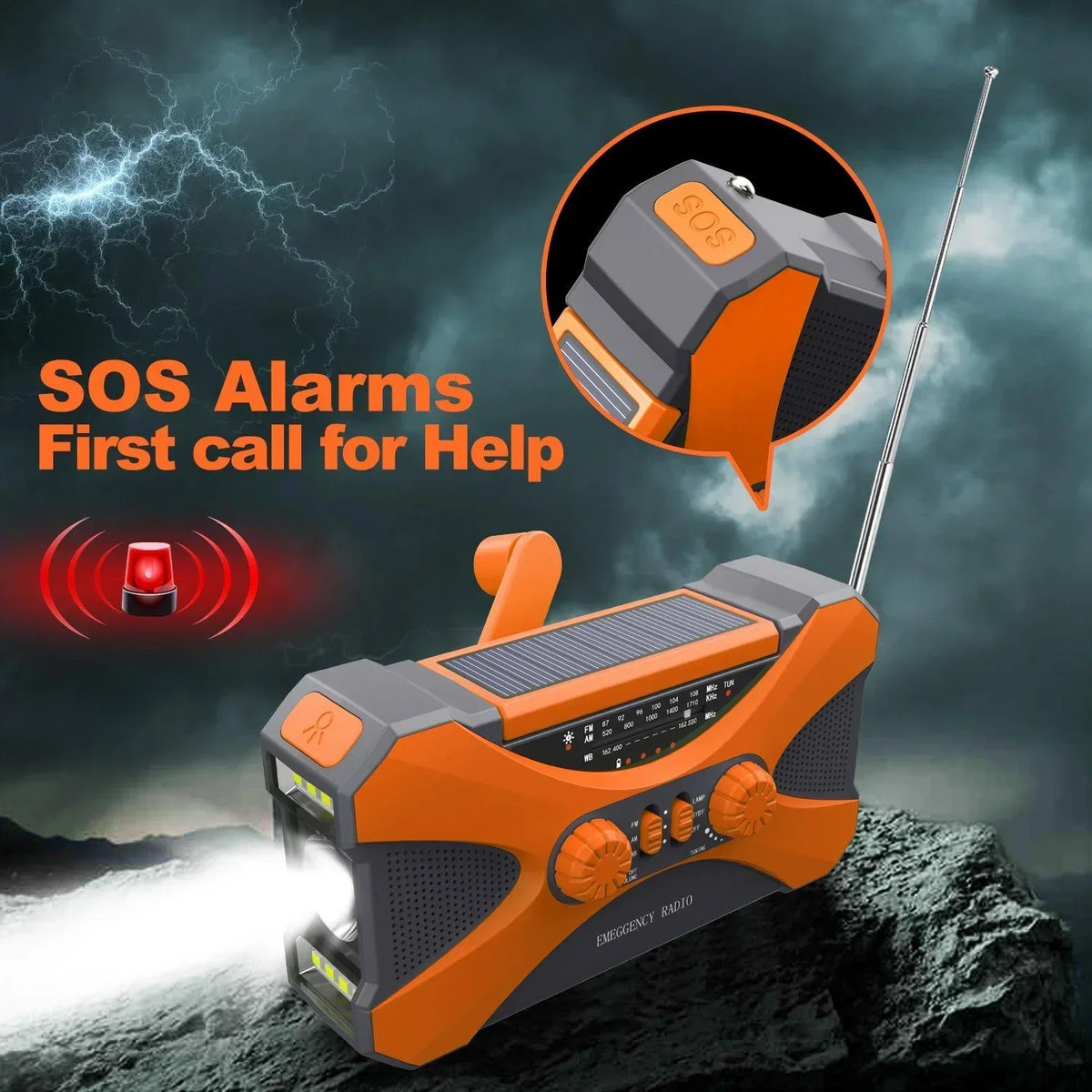 Stonego Emergency Radio Solar Hand Crank 10000mAh NOAA Power Bank