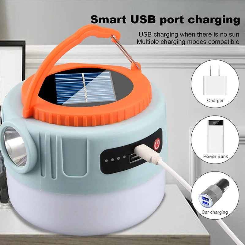 Waterproof Solar Camping Lantern with Remote Control and Power Bank