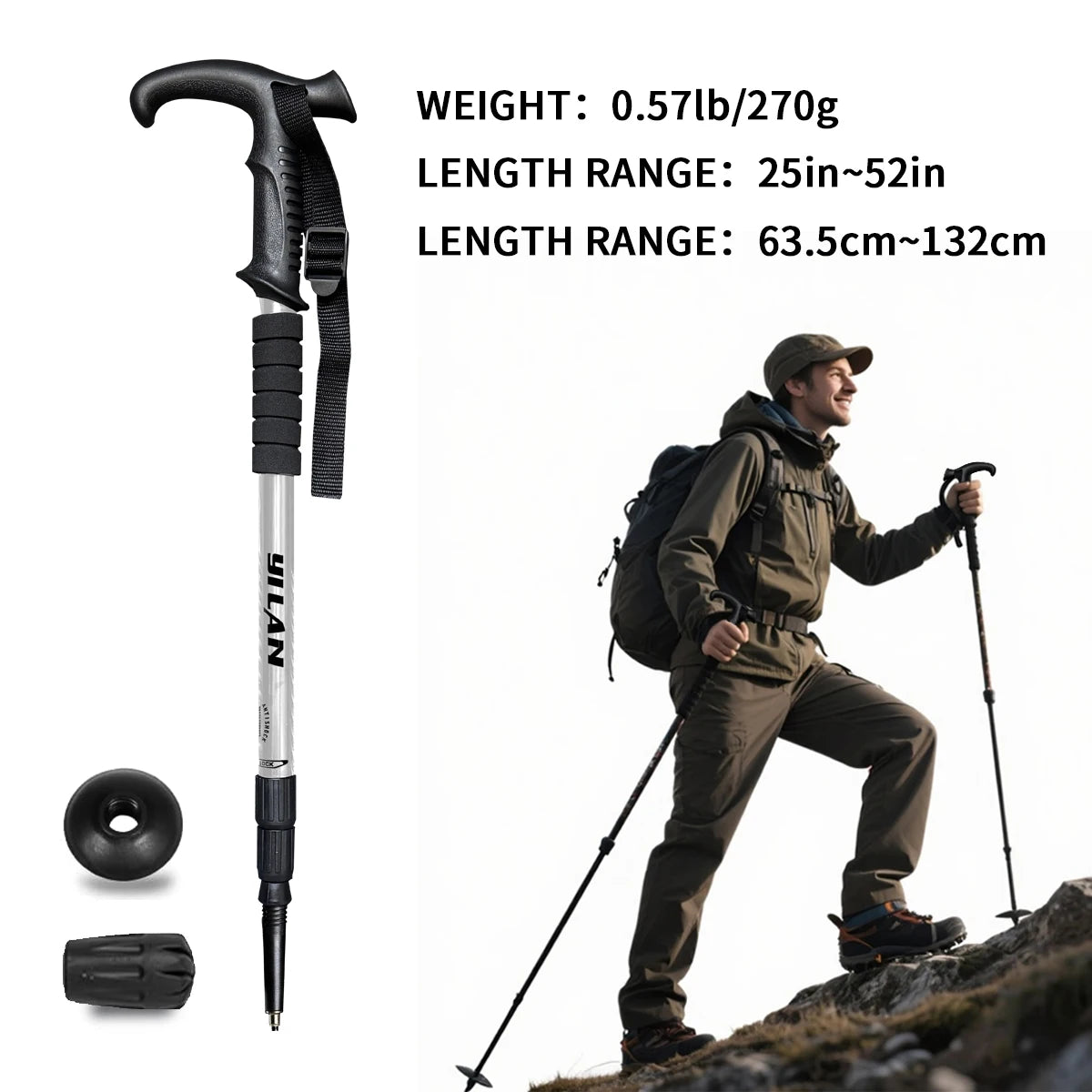 Ultralight Aluminum Hiking Poles With Shock Absorption
