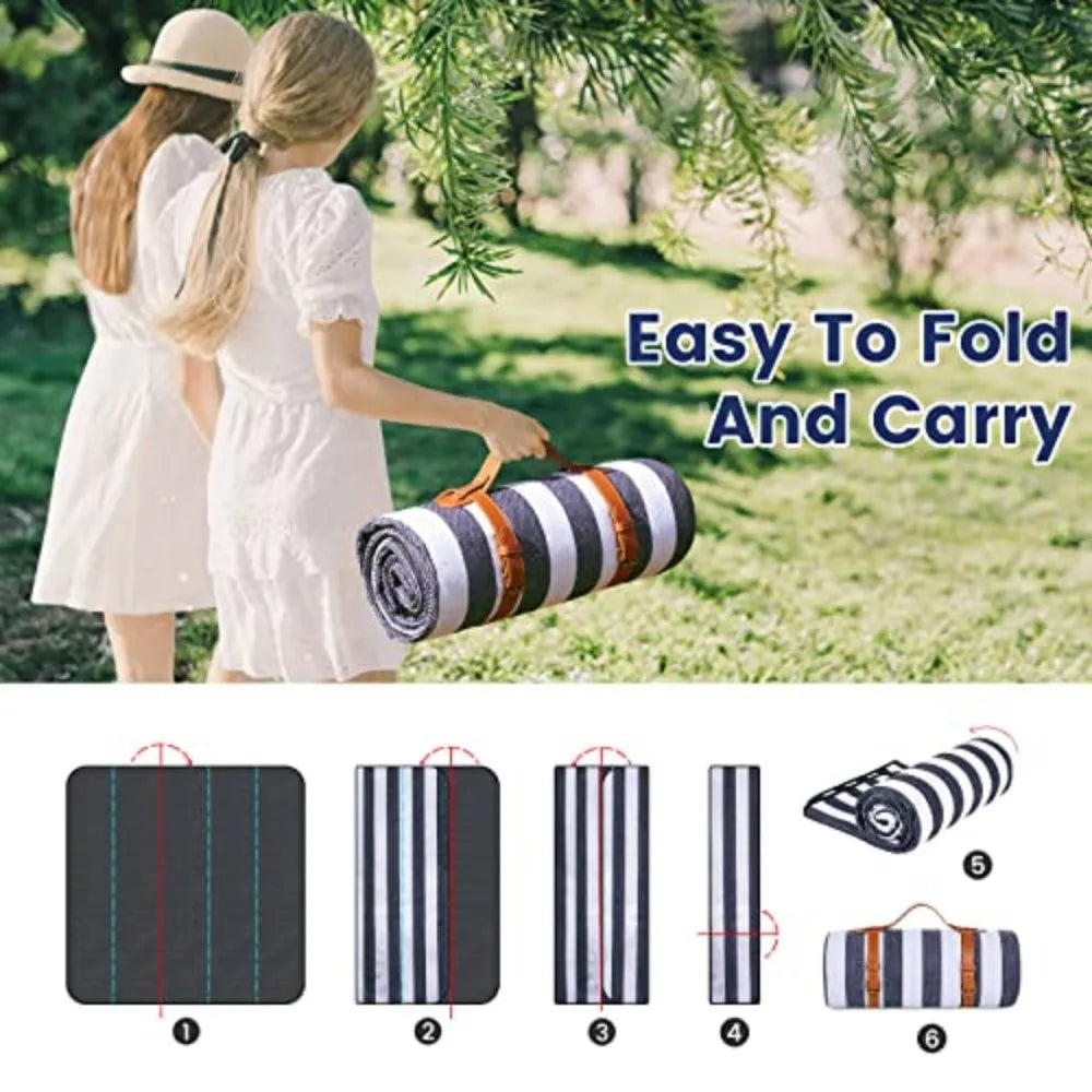 Waterproof Foldable Canvas Picnic And Beach Blanket For Outdoors