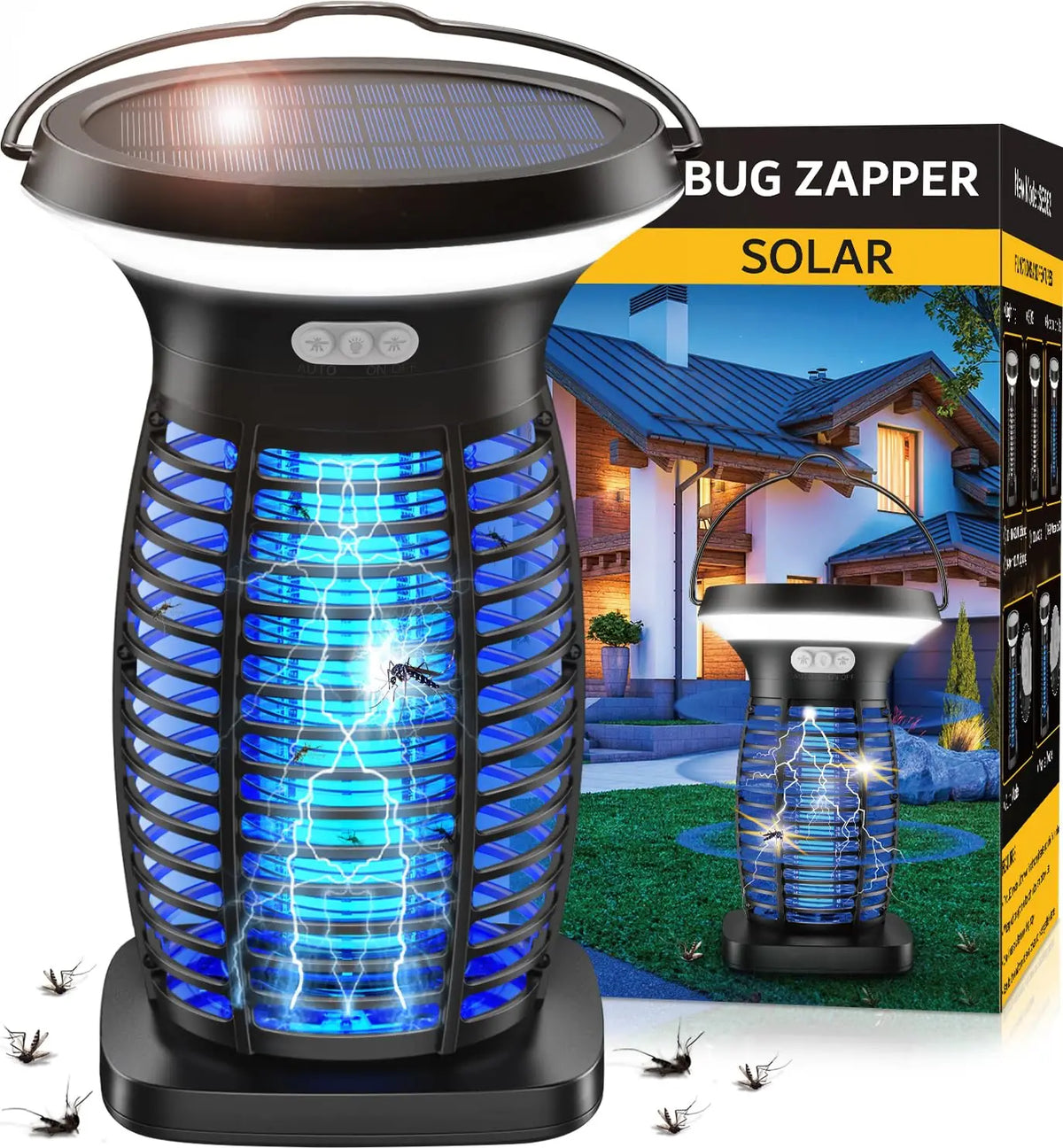 Solar Powered Bug Zapper With Outdoor Insect Control