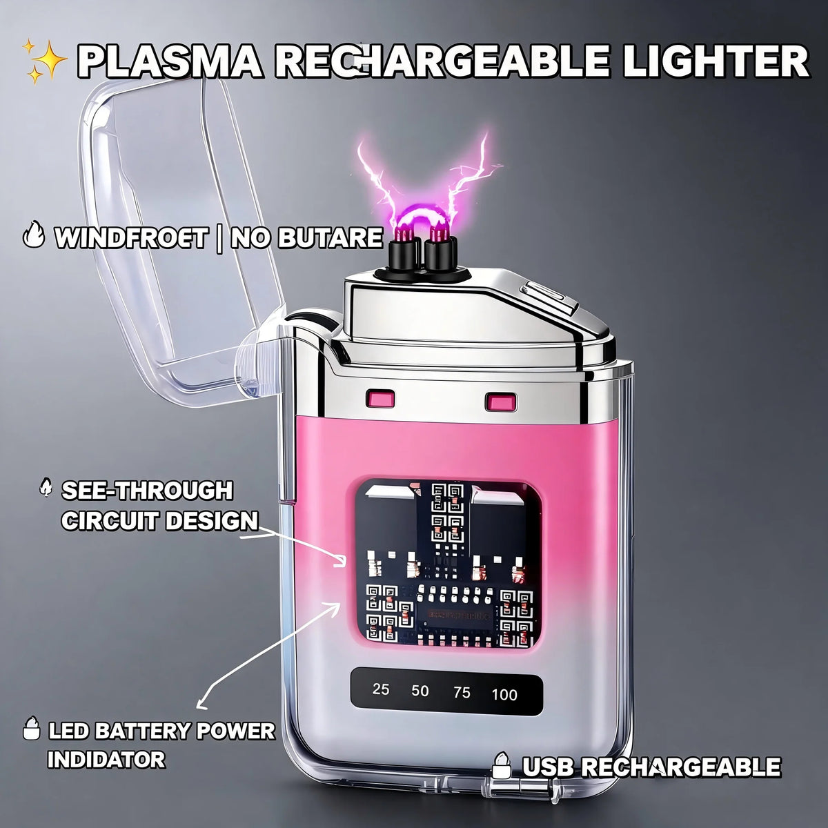 Rechargeable Windproof Waterproof Pulse Arc Lighter