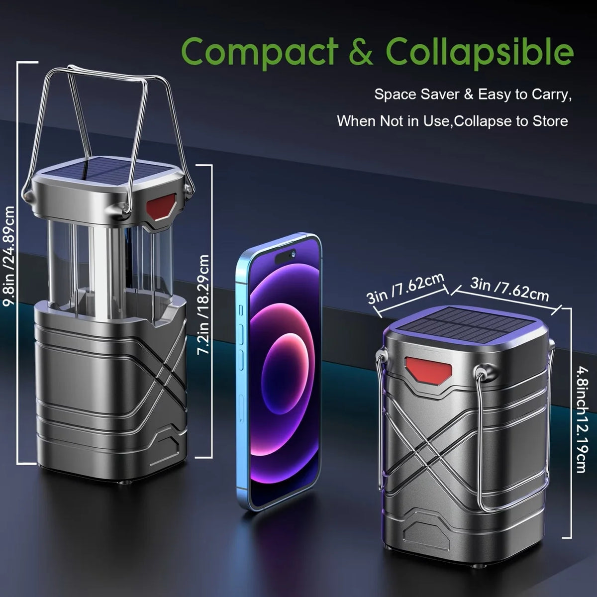 Rechargeable Solar Camping Lantern With LED Flashlight