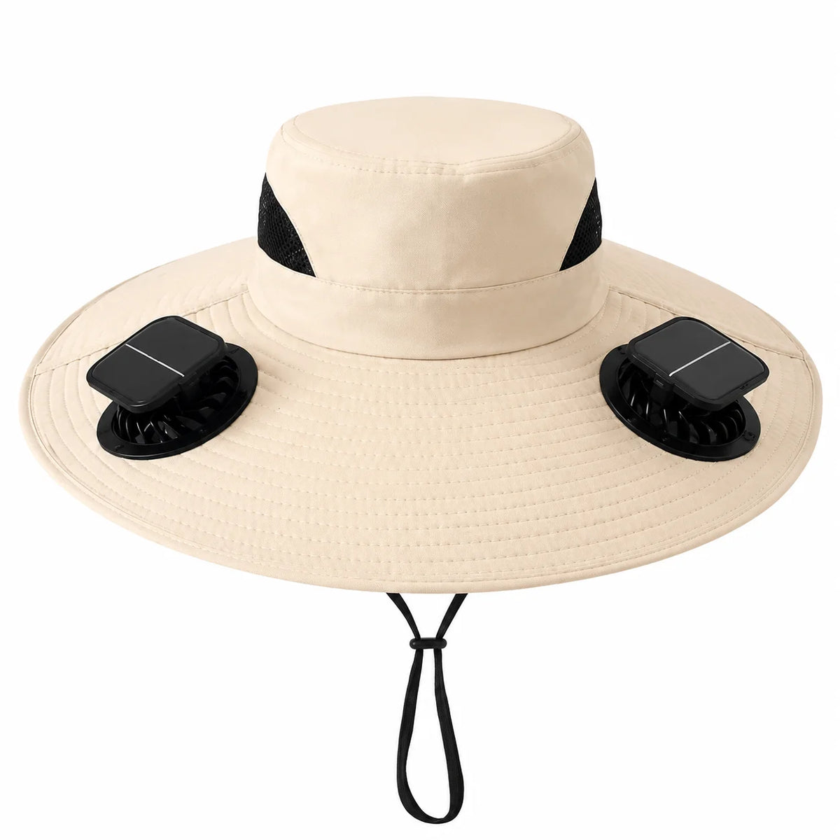 Solar Powered Cooling Fan Hat With Wide Brim