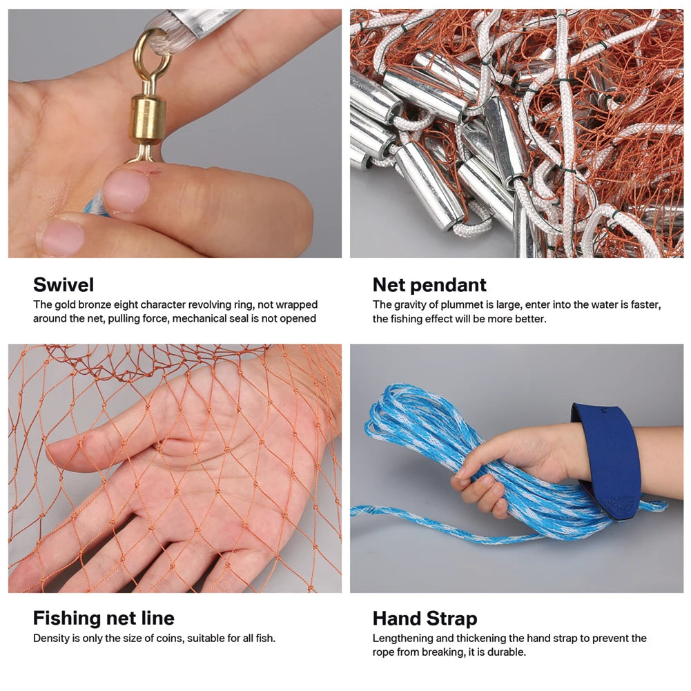 Saltwater And Freshwater Fishing Cast Net With Heavy Sinkers