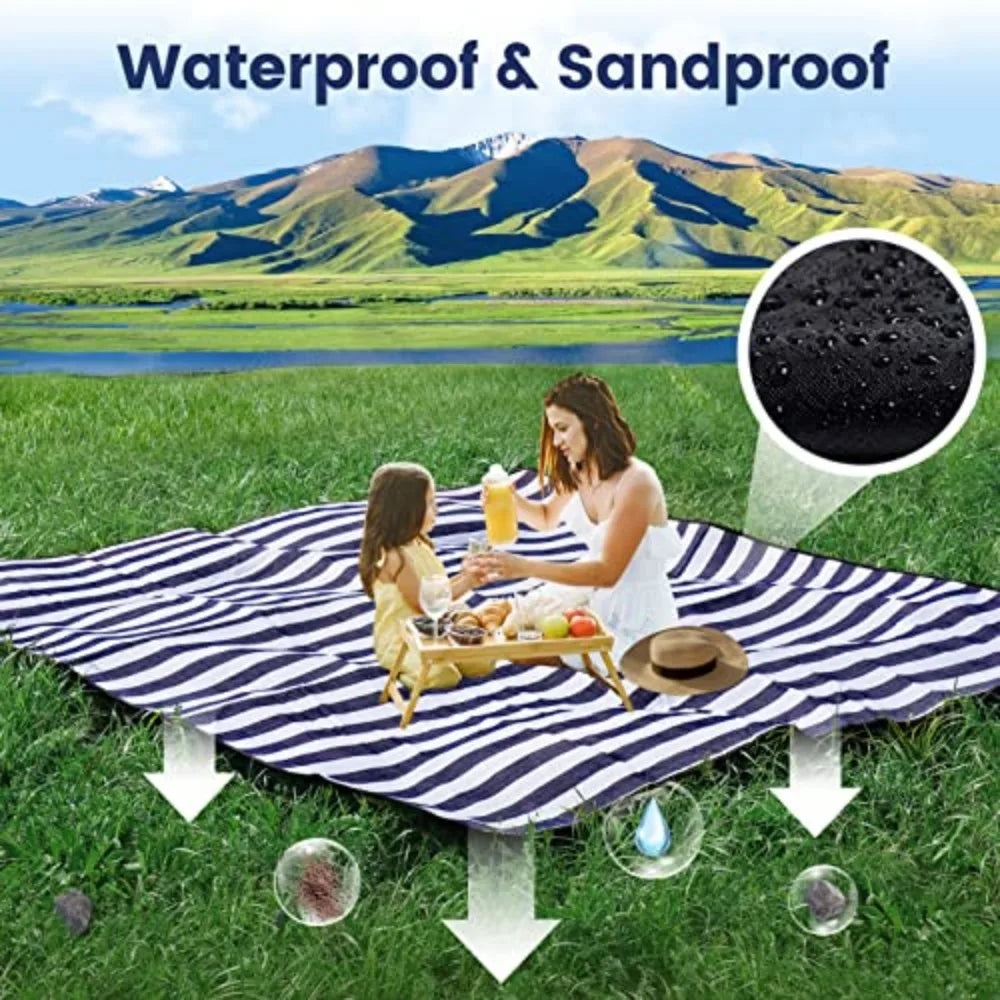 Waterproof Foldable Canvas Picnic And Beach Blanket For Outdoors