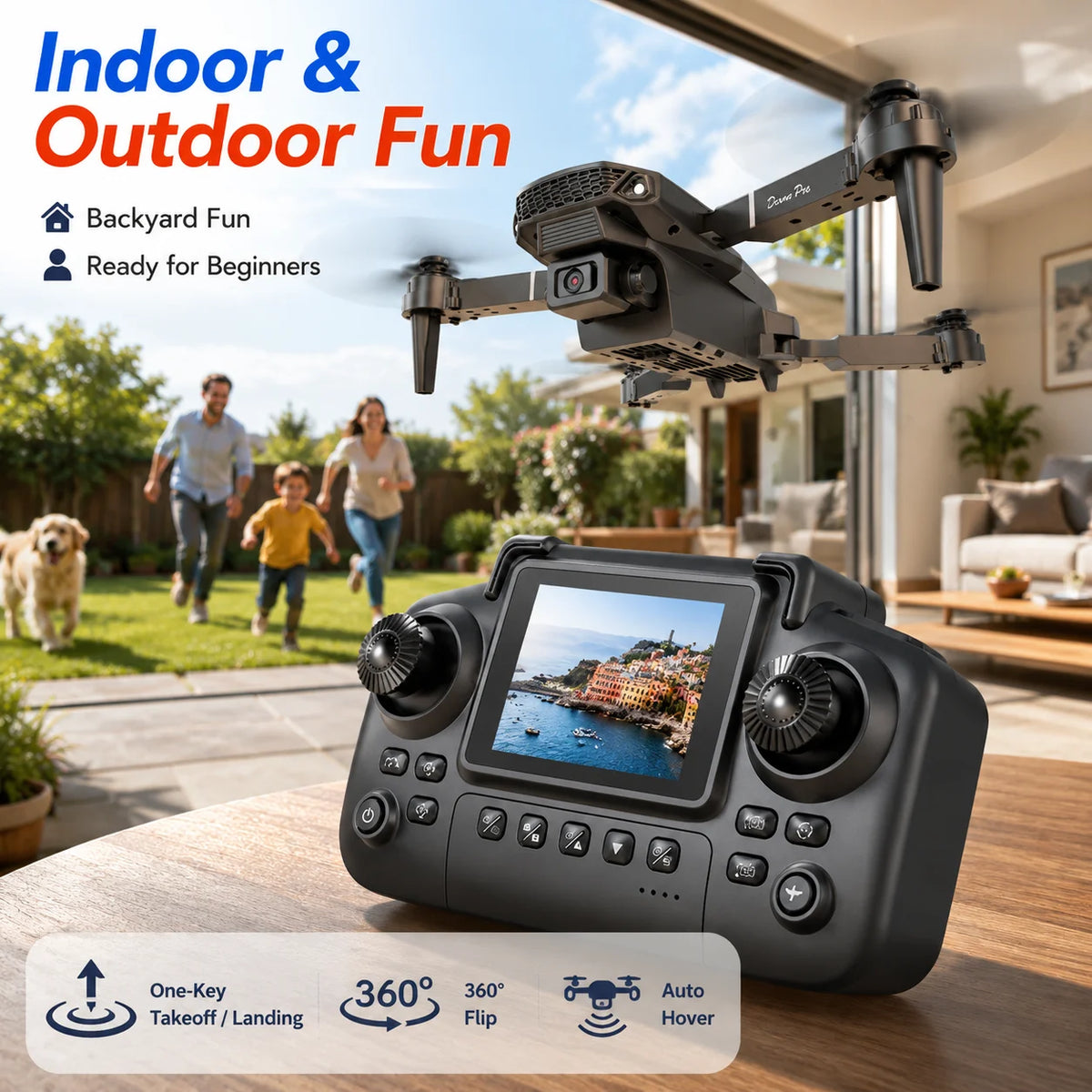 ZNLYRION Foldable FPV Drone With Dual Camera And Screen Remote