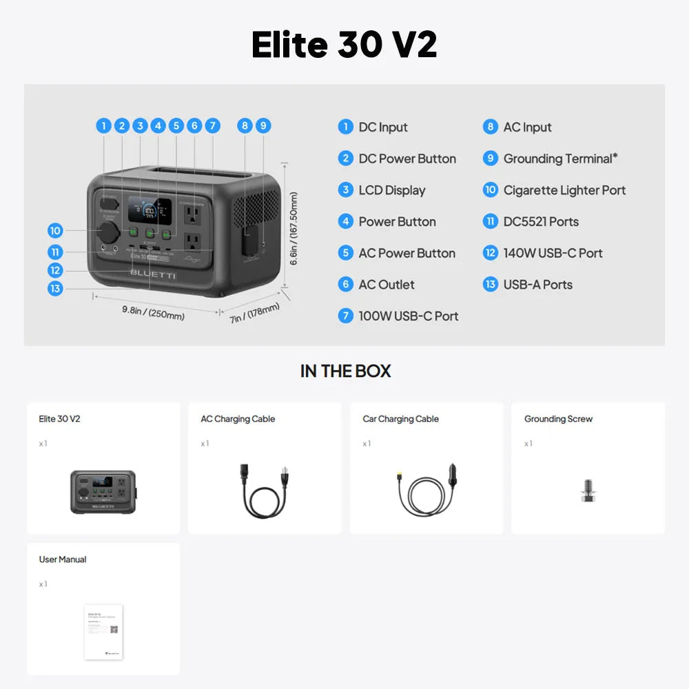 BLUETTI Elite 30 V2 Portable Power Station for Outdoor Backup