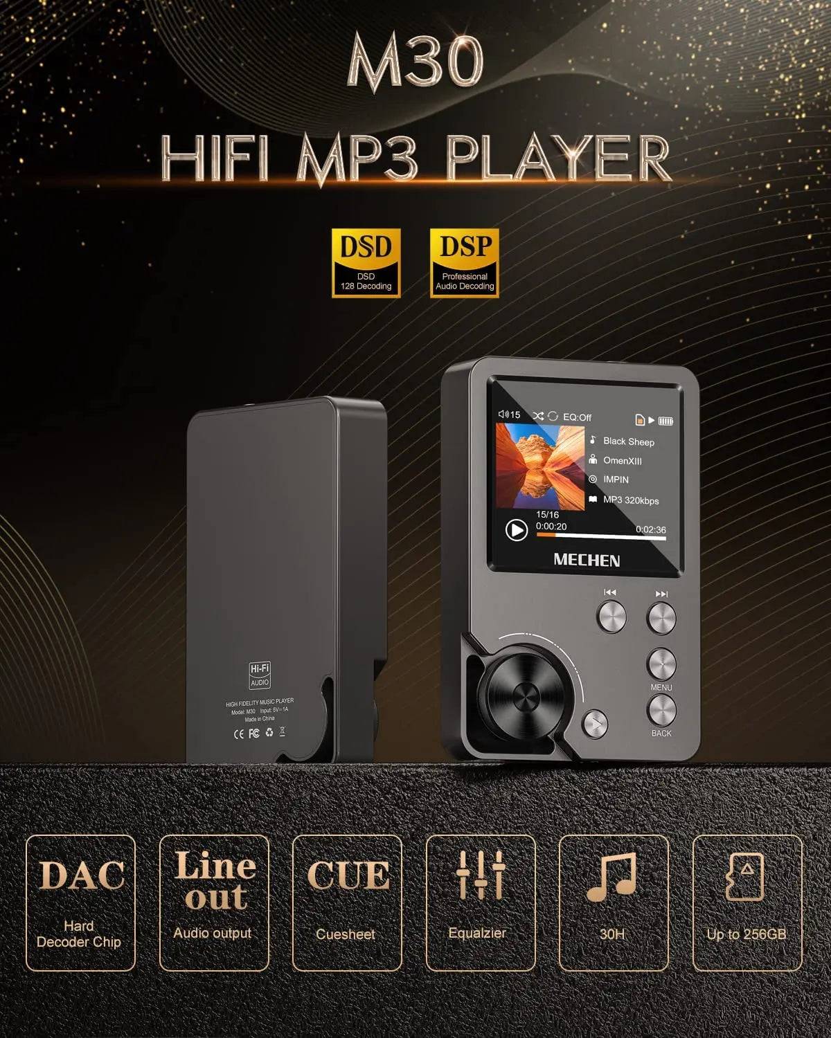 MECHEN Portable HiFi Lossless Music Player With DSD Audio