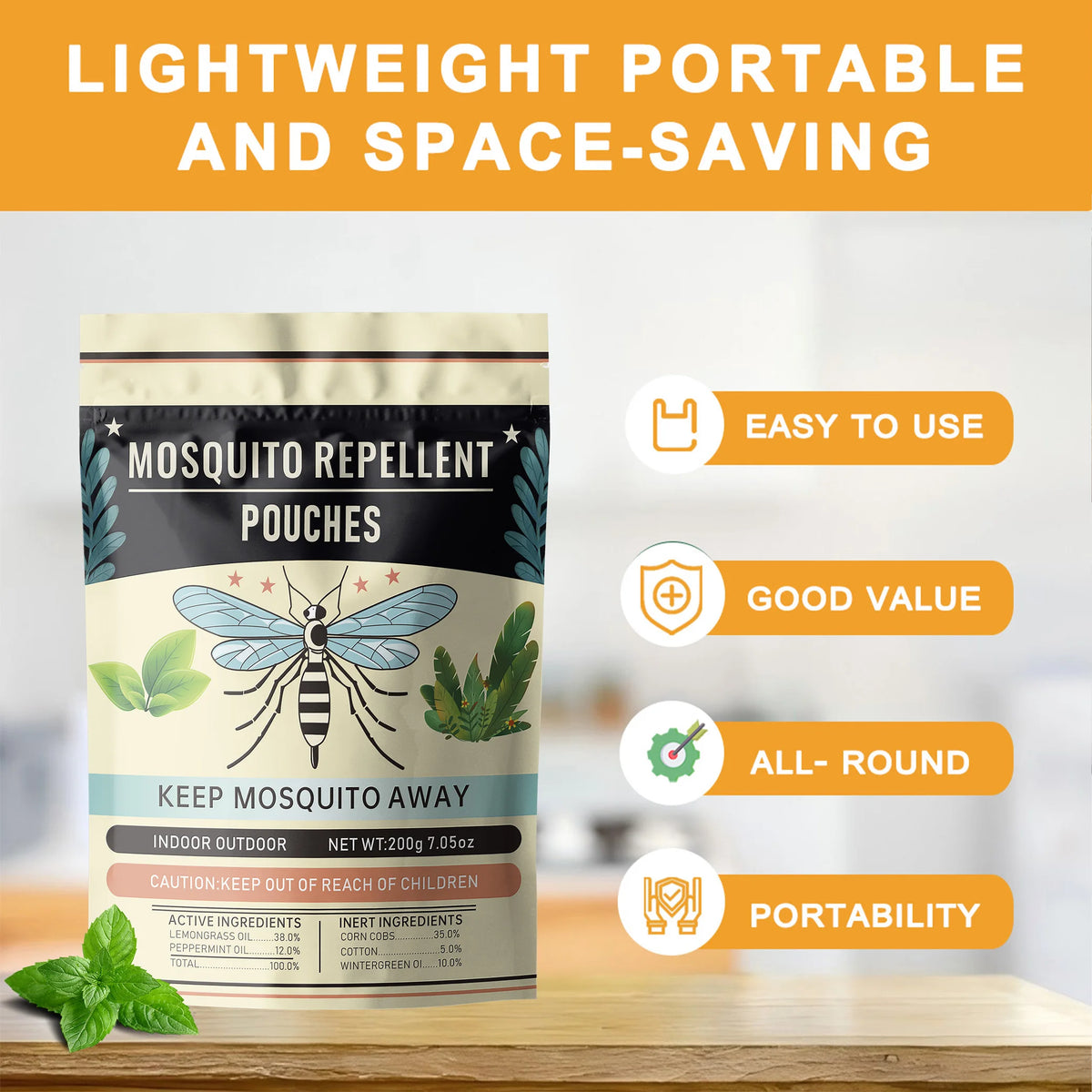 Mosquashield Plant Based Mosquito Repellent Pouches for Indoor Outdoor Use