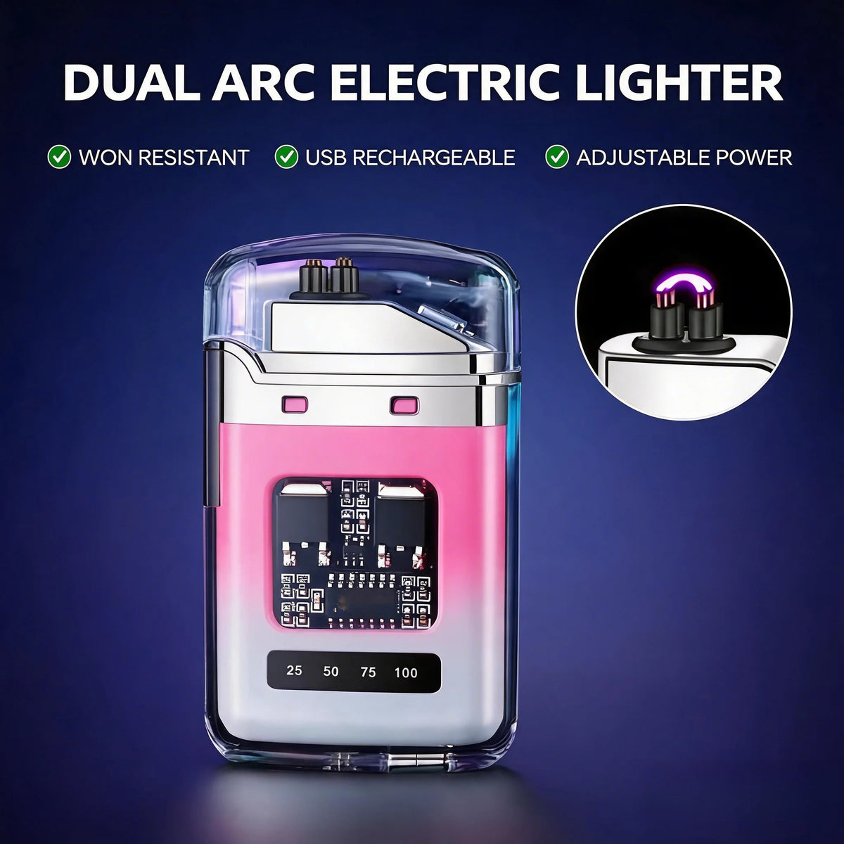 Rechargeable Windproof Waterproof Pulse Arc Lighter