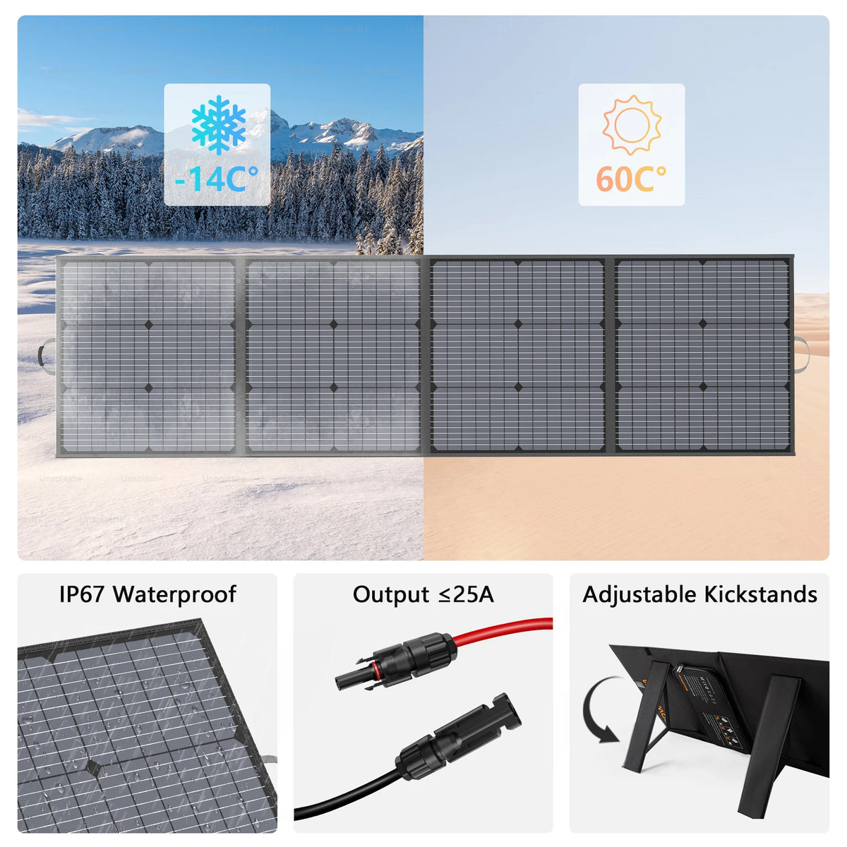 MHPOWOS Foldable Solar Panel Charger For Power Stations