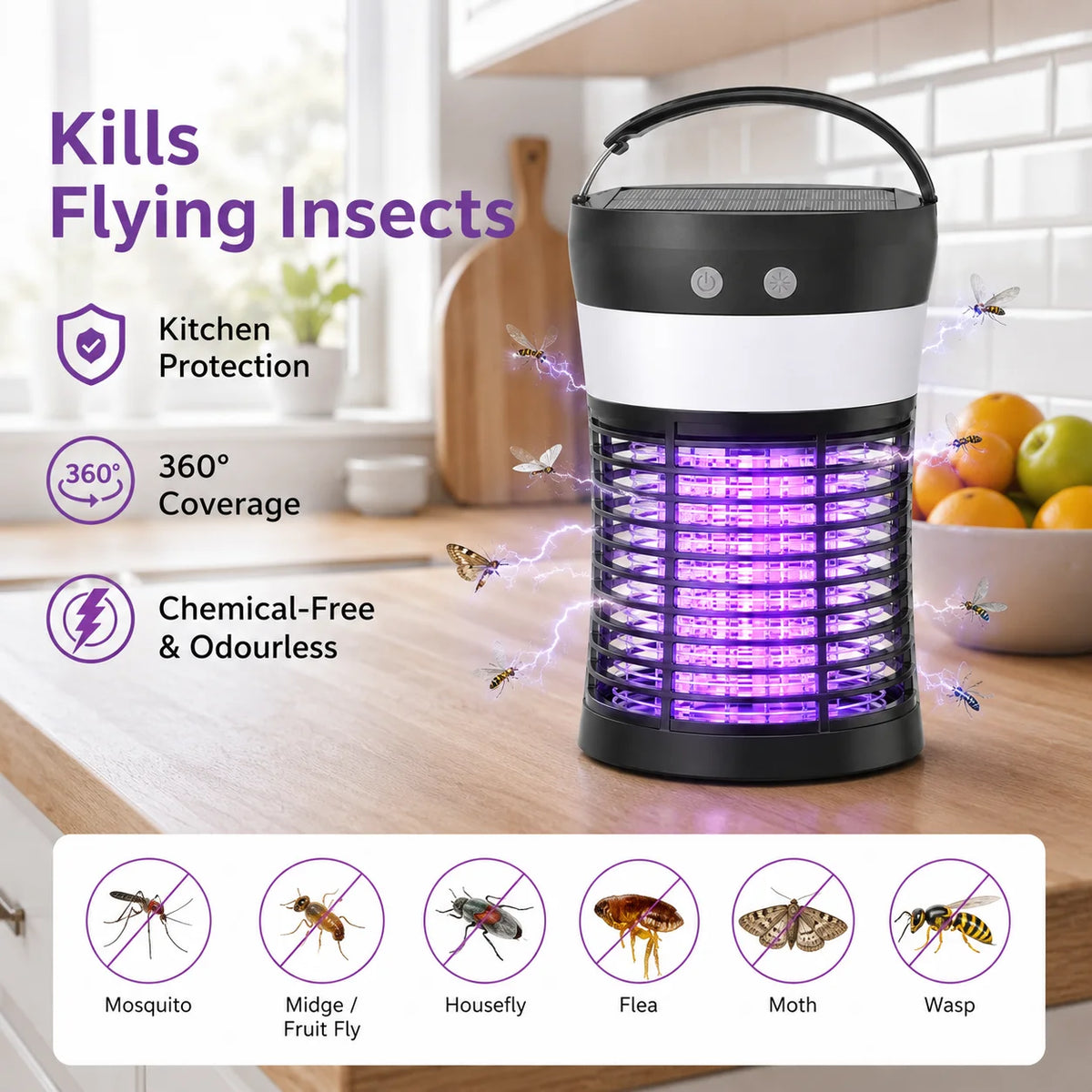 Rechargeable Solar Mosquito Bug Zapper For Indoor Outdoor