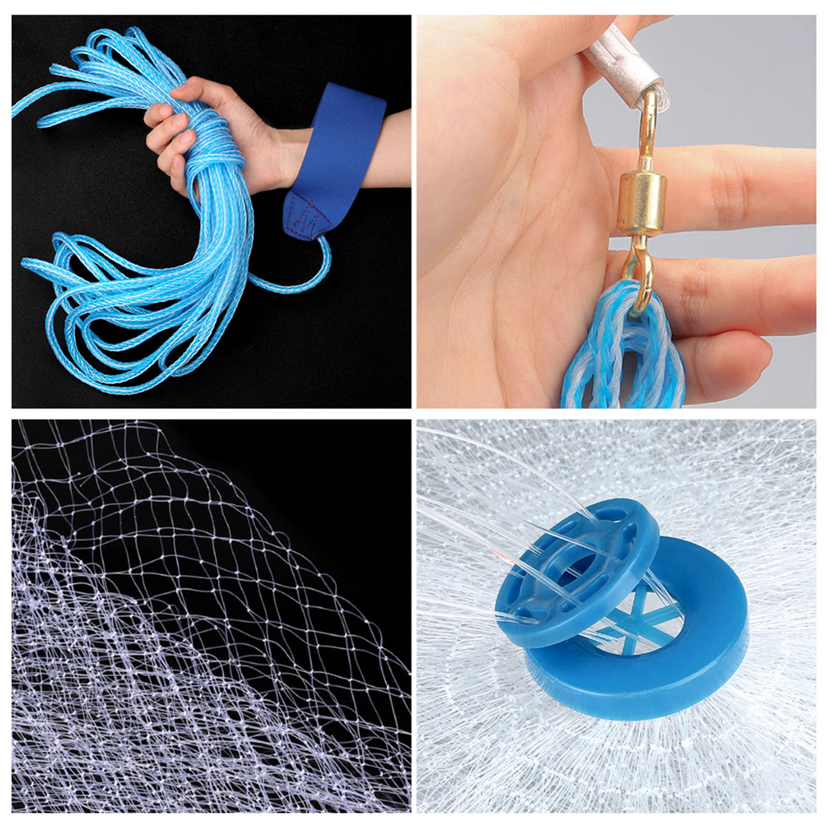 Heavy Duty Fishing Cast Net with Zinc Sinkers for Bait