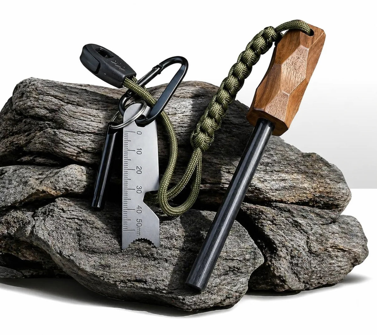 Magnesium Fire Starter Survival Kit With Whistle And Scraper