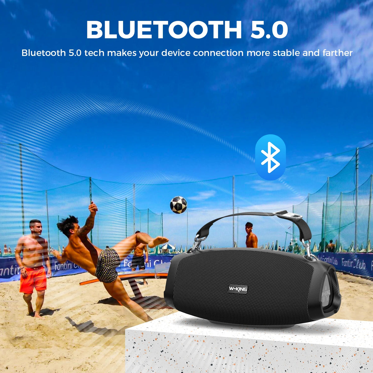 W-King Waterproof Bluetooth Speaker With Wireless Microphone For Outdoor Use